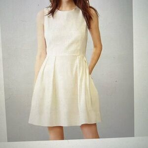 Gap, off white fit and flare dress, with pockets, fully lined, size 0